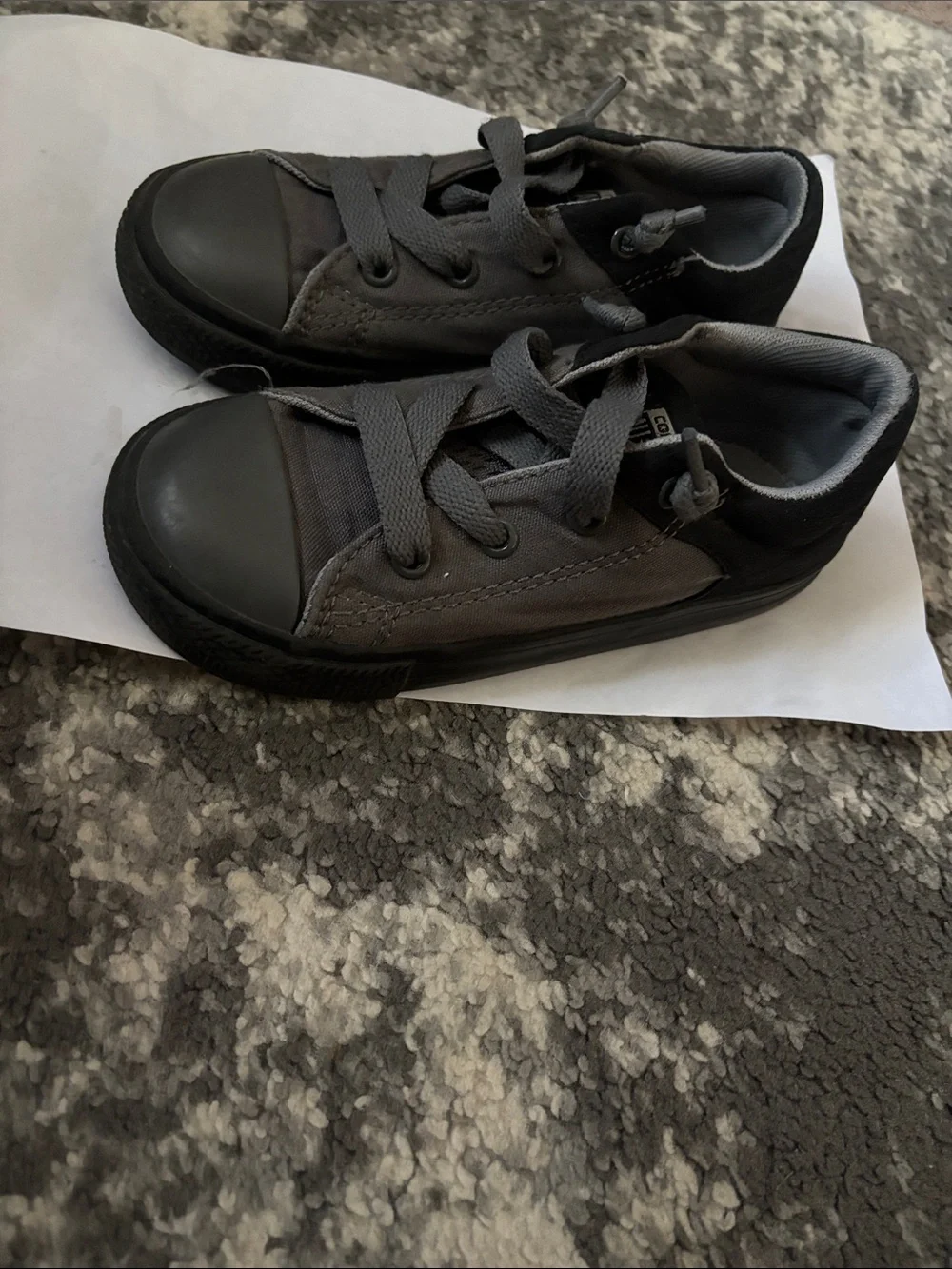 Converse Kids Gray Low-Top Canvas Sneakers with Black Sole